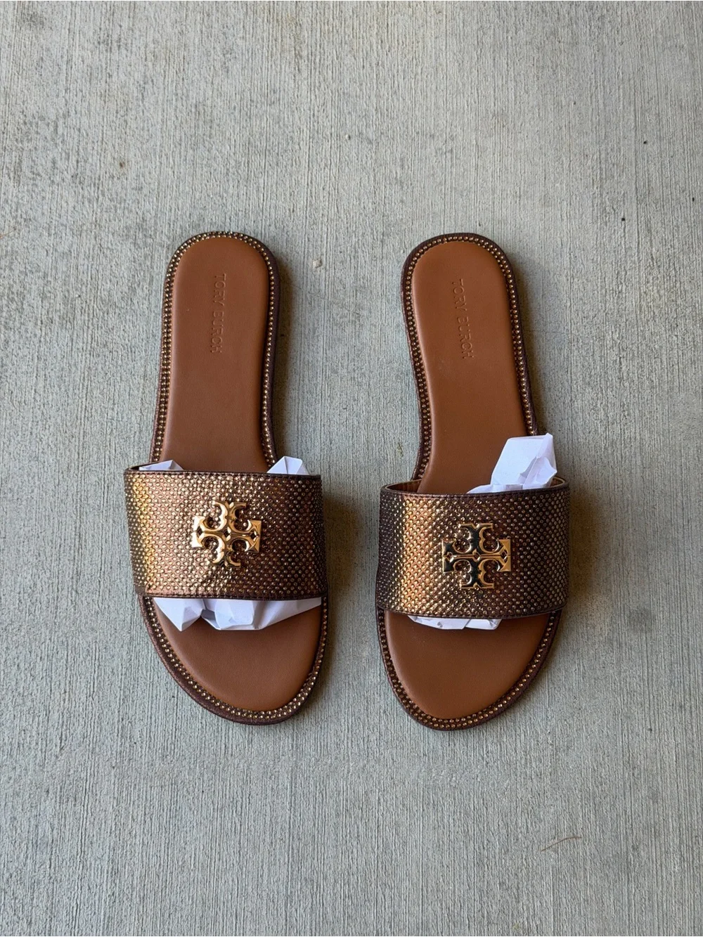 Tory Burch Metallic Brown Miller Slide Sandals